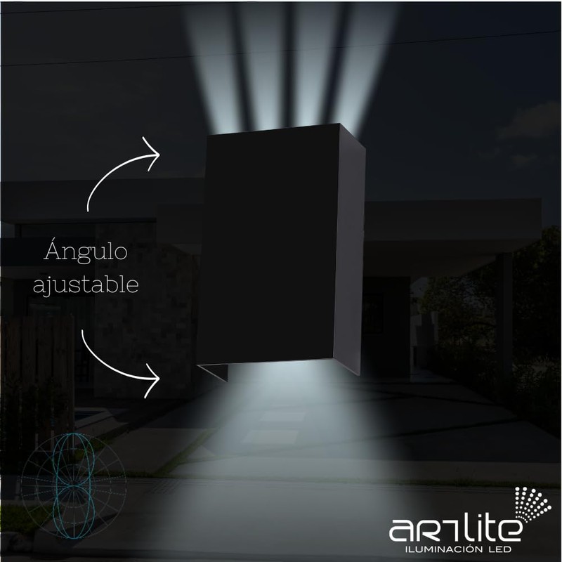 Luminaria Rectangular Doble Disparo, 10W de Potencia, Aluminio + Policarbonato