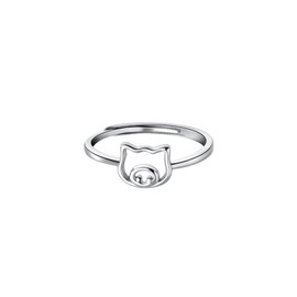 Hollow Pig Thin Minimalist Cute 925 Sterling Silver Engagement Tiny Tail Rings Dainty Adjustable Finger Promise Statement Small Ring Jewelry Gifts for Birthday Christmas Women Teen Girls Daughter