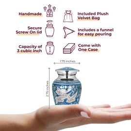 Trupoint Memorials Small Urns for Human Ashes Keepsake, Decorative Mini Cremation Urn for Adult Men & Women – Small, Silver Birds