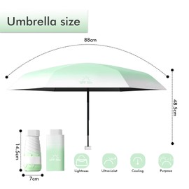 Sykerout Gradient Umbrella, Mini Umbrella, Pocket Umbrella, Compact Umbrella, Mini Foldable Travel Umbrella, Small, UV Umbrella, Green