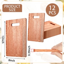 Gerrii 12 Packs Wooden Cutting Boards Set with Handles Engraving Blanks Kitchen Serving Platter Bulk for Vegetables Meat Pizza Cheese (12 x 8 Inch,Acacia Wood)