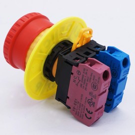 TWTADE/Red Mushroom Cap 1NO 1NC DPST Emergency Stop Push Button Switch AC 660V 10A (Quality Assurance for 3 Years) YW1B-V4E11R