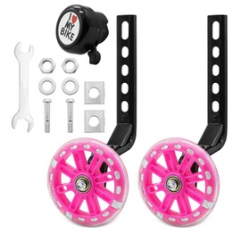 LONTOM Kids Bike Stabilisers, 1 Pair Bicycle Training Wheels for Boys and Girls, Universal Stabilisers for Childs Bike, Support Wheels with Mounted Kit for Kids Bike 12 14 16 18 20 Inch (Pink)