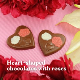 Chocolate Flavored Hearts with Roses, Valentine’s Candy Gifts, Two Pieces Included, 0.84 Ounces (Pack of 3)