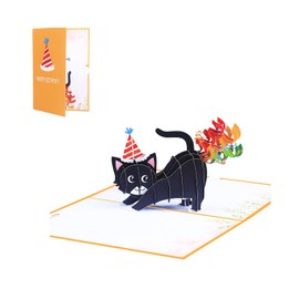 1 PCS Cat 3D Greeting Card Birthday Greeting Pop-up Greeting Card Card with Message Note and Envelope for Birthday
