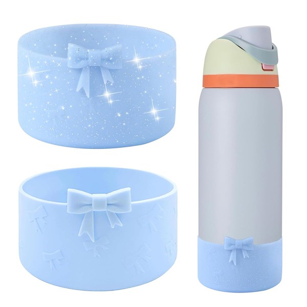 2PCS Bow Water Bottle Boot for Owala 24oz/32oz, Bling Silicone