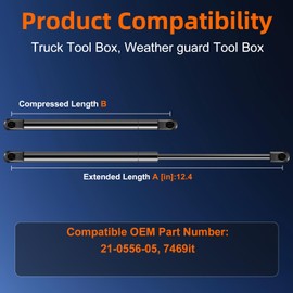 Euplokeer Qty (2) 21-0556-05 Weatherguard Tool Box Parts Accessories, 12IN 7469it Gas Shock Strut for Weather Guard Steel and Aluminum Saddle Box, Fits Model# 125-X, 126-X, 128-X, R-135, 155-X