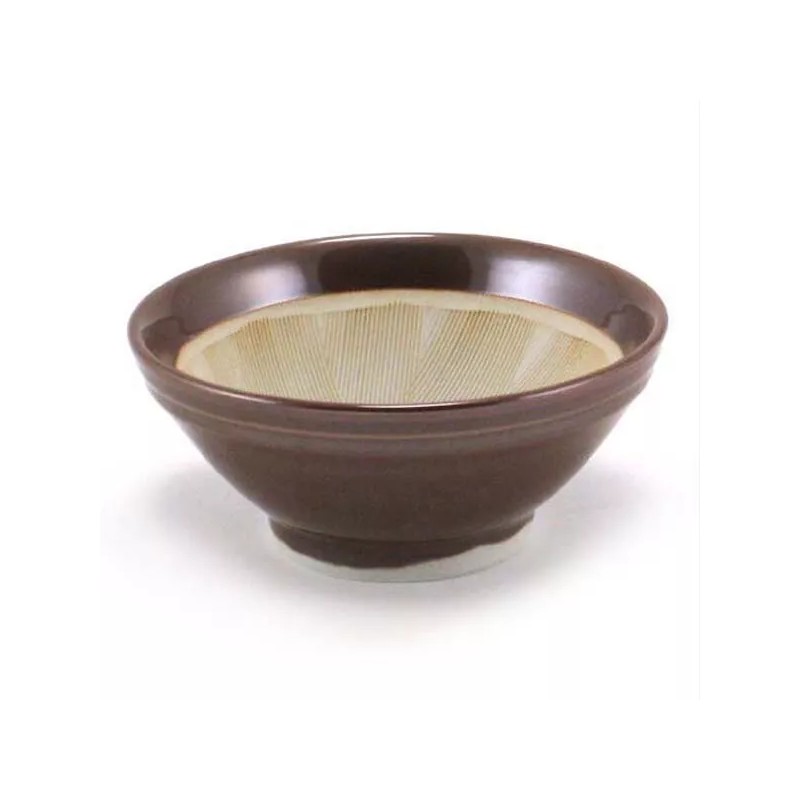 Made in Japan Japanese 6"D Ceramic Brown Suribachi Mortar Bowl