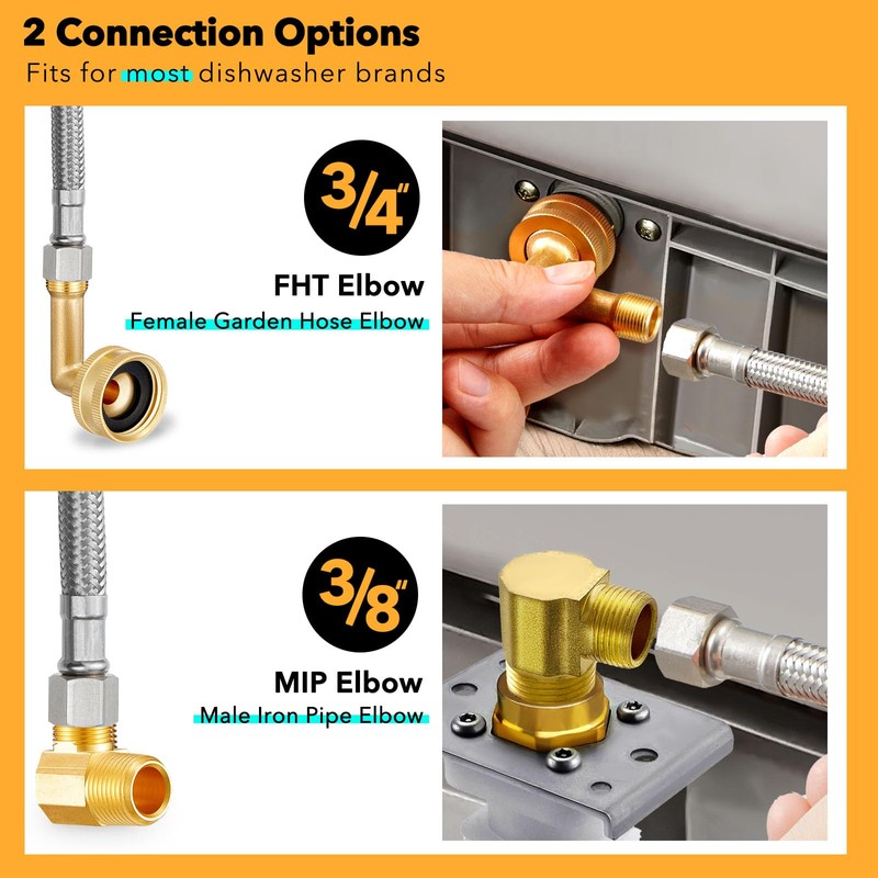 Dishwasher Hose Installation Kit - Includes Water Supply Line, 3/8"