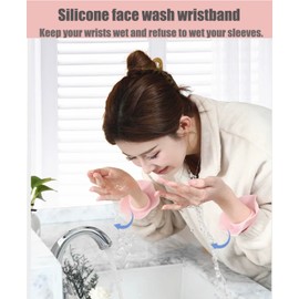 2 Pairs of Silicone Wrist Bands for Washing Face,Spa Wristbands for Prevent Liquid from Spilling Down Your Arms,Arm Bands for Face Wash Wrist Strap to Prevent Sleeve-wetting (Green&Blue)