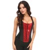 Top Drawer Black Satin & Red Sequin Steel Boned Corset