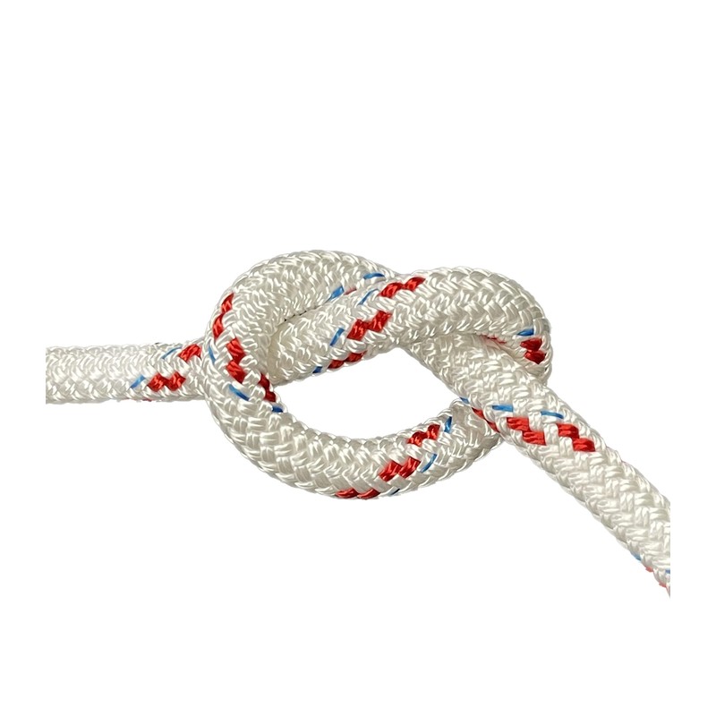 Yacht Braid Premium Polyester Rope 7/16 inch, White with Red