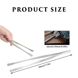 1 Piece Professional Kitchen Tweezers Stainless Steel Long Tweezers Chef Tweezers Precision Serrated Cooking Tweezers Food Tweezers Tongs for Cooking Baking Garnish (Silver)