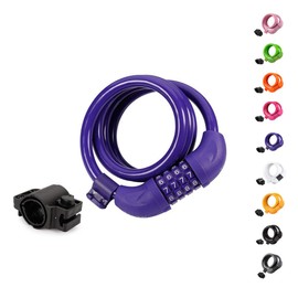 Titanker Bike Lock, 4 Feet Security Resettable Combination Coiling Bike Cable Locks with Mounting Bracket, 1/2 Inch Diameter (Purple)