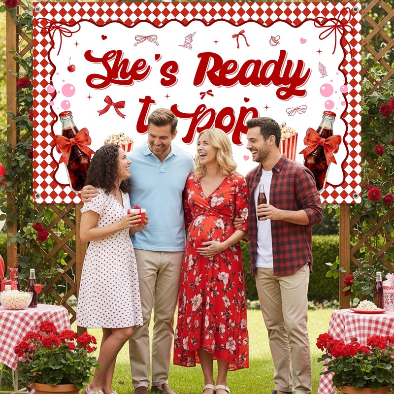 She's Ready to Pop Decorations, Red Soda Theme Popcorn Backdrop