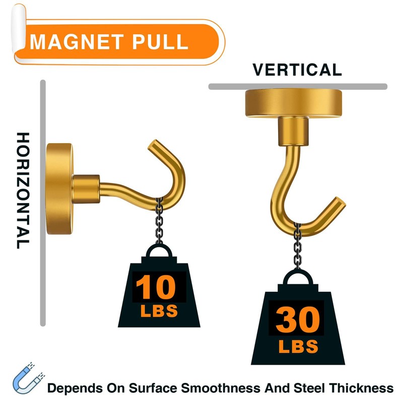 MIKEDE N52 Magnetic Hooks Heavy Duty, 30LB+ Strong Magnets with
