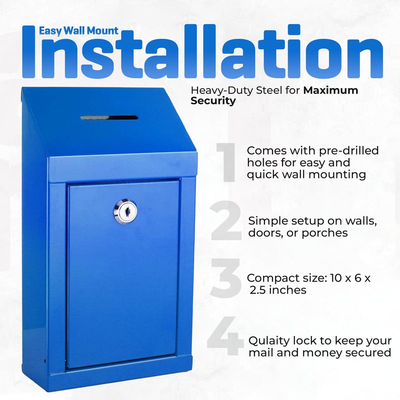 Metal Donation Box-Suggestion Box with Slot and lock-Cash Lock box