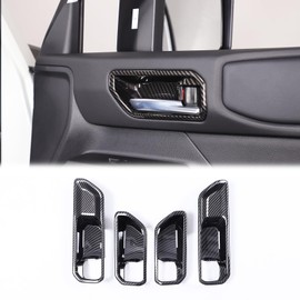 Heutamo Inner Door Handle Bowl Cover Trim Compatible with Toyota Land Cruiser Prado 250 J250 LC250 2024 2025 2026, Piano Black Interior Accessories 4Pcs (Carbon Fiber Pattern)