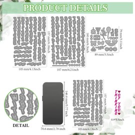 MAYJOYDIY Vertical Word Die Cuts Metal Cutting Dies Blessings Word Die Good Wishes Sentiments Greeting Dies with Patterns Decor for Paper Craft Scrapbooking Album Handmade Card Making