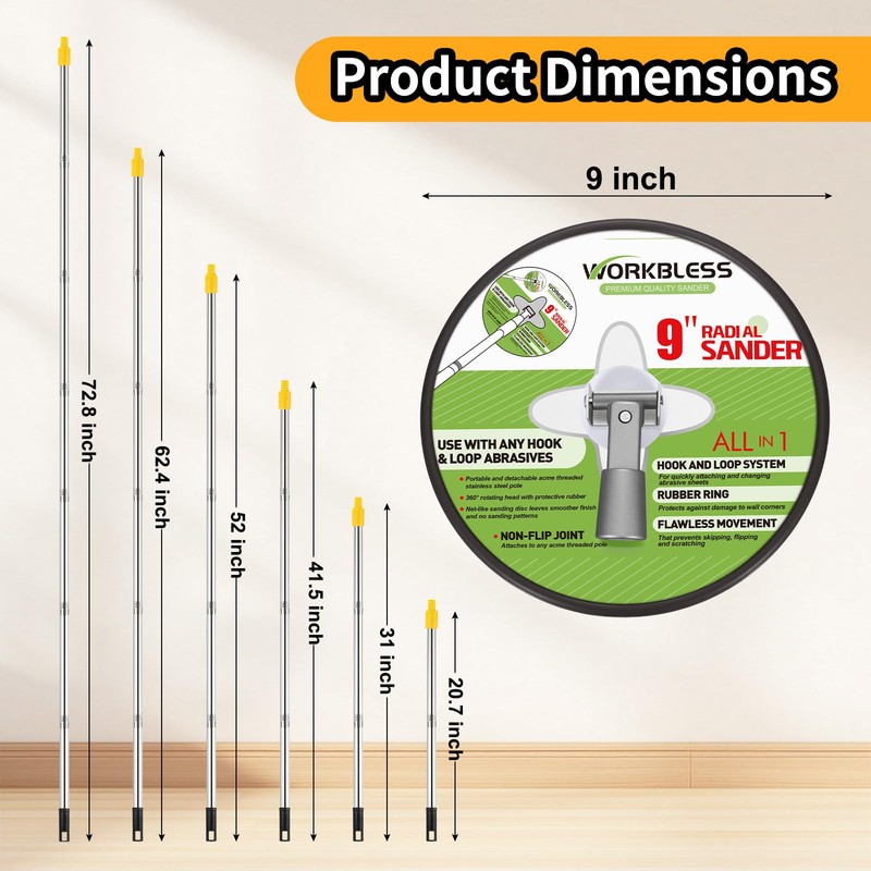 WorkBless Pole Sander for Drywall, 79 Inch Manual Hand Drywall