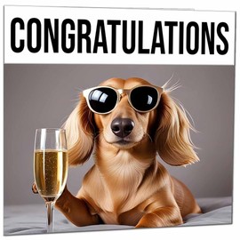 Congratulations Card - Dog New Job, New Baby Card, Engagement Card - 145 x 145mm