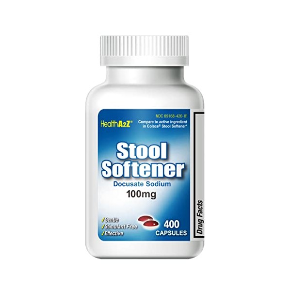 HealthA2Z® Stool Softener 400 Counts | Docusate Sodium 100mg | Red & White | Dependable, Gentle Constipation Relief