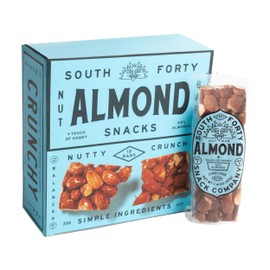 South 40 Snacks Almond Bar, Extra Crunchy Nut Snack Bar, Simple Ingredients, Honey and Sugar, Delicious Healthy Whole Almonds Nut Clusters, Individually Wrapped, 6g Protein (40g Bar, Pack of 12)