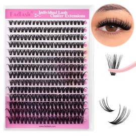 Eyelashes, Individual, Cluster for Eyelash Extension, 40P, 0.07, D-curl, Mixed, 8-16mm, Individual Cluster Artificial Eyelashes, Eyelashes for Beginners