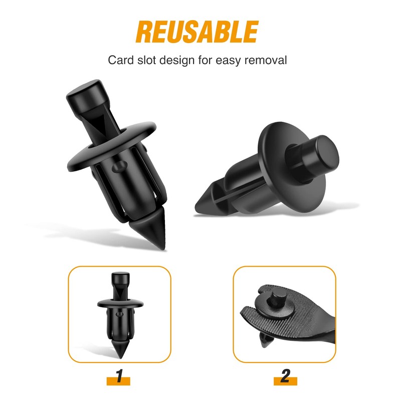 GOOACC 50pcs M6 Fender Clip Retainer Bumper Nylon Push Rivet