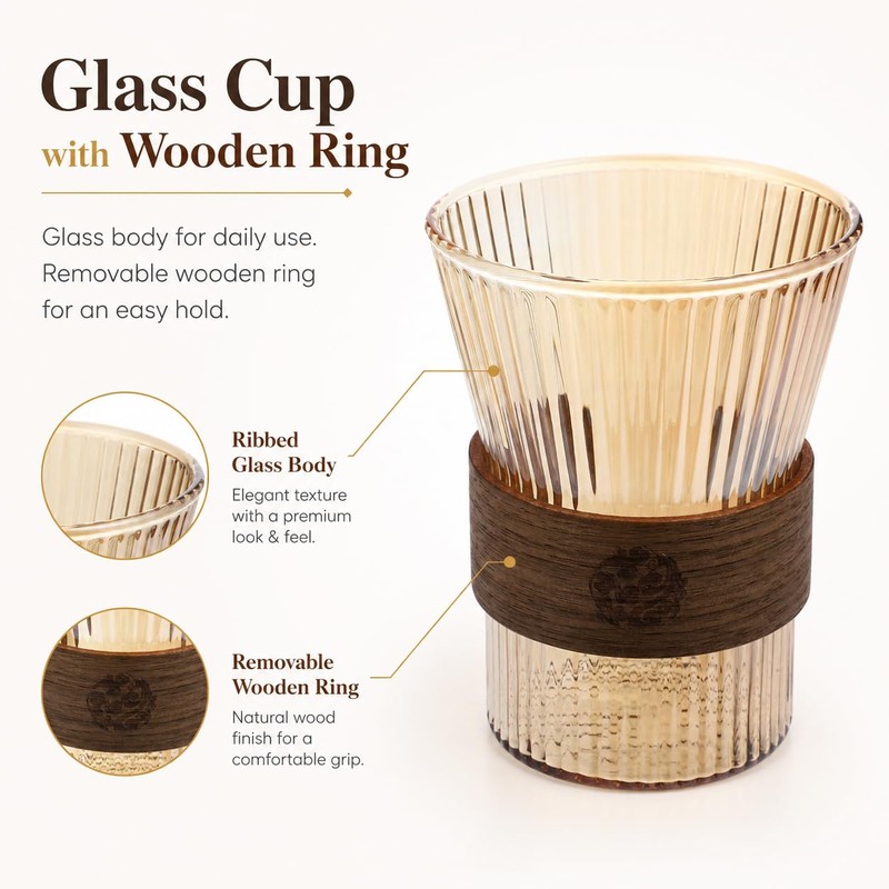 DECHOUS Amber Glass Toothbrush Holder Cup for Bathroom