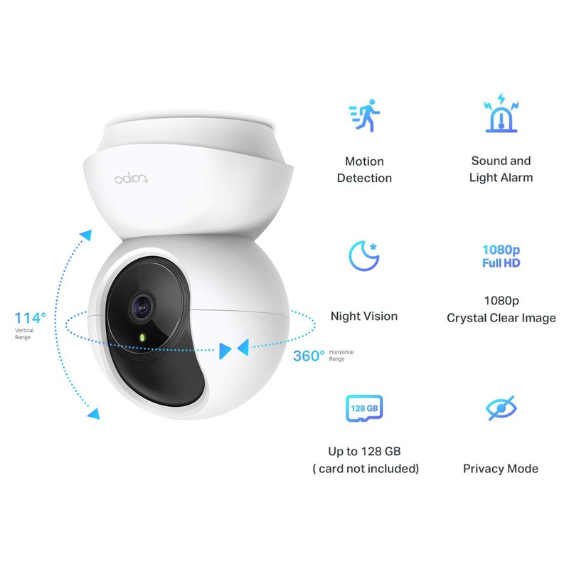 Tapo Pan/Tilt Smart Security Camera, Baby Monitor, Indoor CCTV, 360°