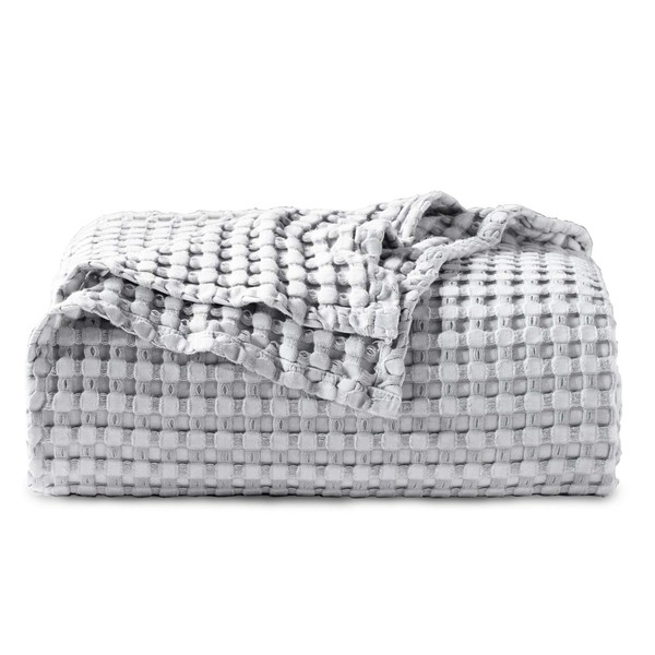 Bedsure 50% Cotton 50% Bamboo Blanket, Waffle Weave Blanket for