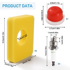 VooGenzek 5 Pieces Air Filter Cover Kit for Lawnmower, Air Filter 799579, Air Filter Cover 595660, Carburettor Fuel Bulb 594281, Spark Plug 4106, Compatible with Briggs Stratton