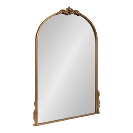 Kate and Laurel Myrcelle Traditional Arched Mirror; 25 x 33; Gold; Decorative Large Arch Mirror with Ornate Garland Detailing Along The Crown and Edges of The Frame