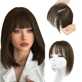 XFSRG Fringe Pony Haarteil mit Klammer French Fake Ponys Nahtlos Unsichtbar Clip One Piece Bangs für Frauen(Hellbraun)