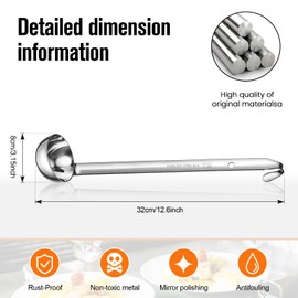 Cunhill 5 Pcs Soup Ladles Serving Ladles Stainless Steel Ladles with Long Handle for Serving, Cooking, Stirring, Portioning Kitchen Restaurant Accessories(4 oz)