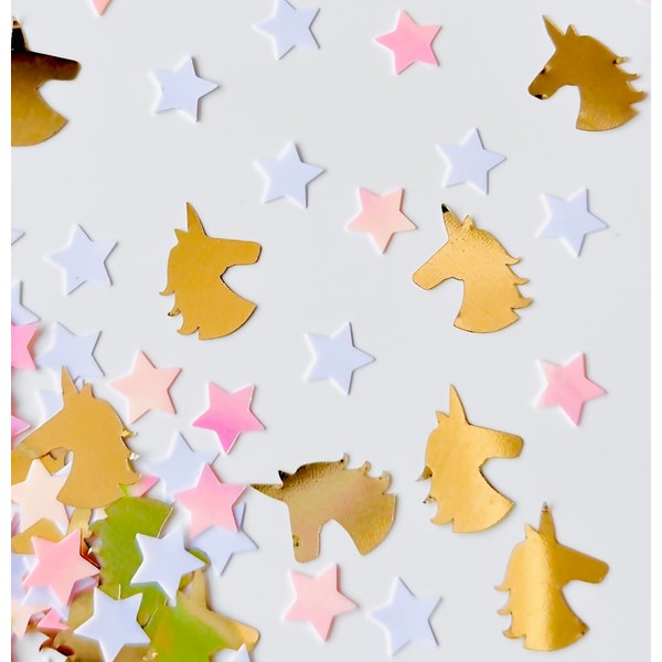 Star Glitter Confetti,Golden Unicore and Star Table Confetti(0.7 oz/20g) Iridescent