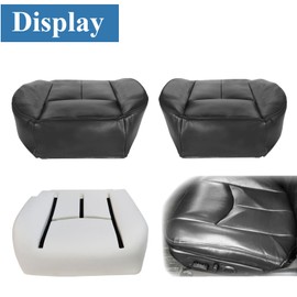 NLQR Front Both Sides Bottom Replacement Seat Covers & Driver Foam Cushion Compatible with Chevy Silverado Avalanche Tahoe Suburban Yukon XL GMC Sierra 2003-2007, Dark Gray Microfiber Leather