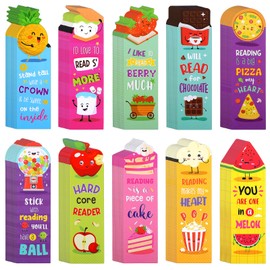 Eersida 180 Pieces Scratch and Sniff Scented Bookmarks Kids Fruit Food Theme Sayings Bookmarks Sayings Assorted Cute Scented Gifts for Students Teens Food Lovers, 10 Styles
