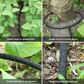 MHMHM 5/8" Soaker Hose for Garden Drip Hose Irrigation System with Solid Brass Fitting for Lawns Flower Beds & Vegetable Gardens (100FT)