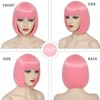 YBYMCAI Pink Bob Wig With Bangs Short Pink Bob Wigs