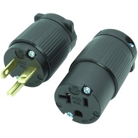 Journeyman-Pro 520PC Plug & Connector Set 20 Amp 120V 125 Volt, NEMA 5-20P + 5-20R (5-20C), 2Pole 3Wire, 20A Straight Blade, Male & Female Replacement Cord End, Commercial Grade