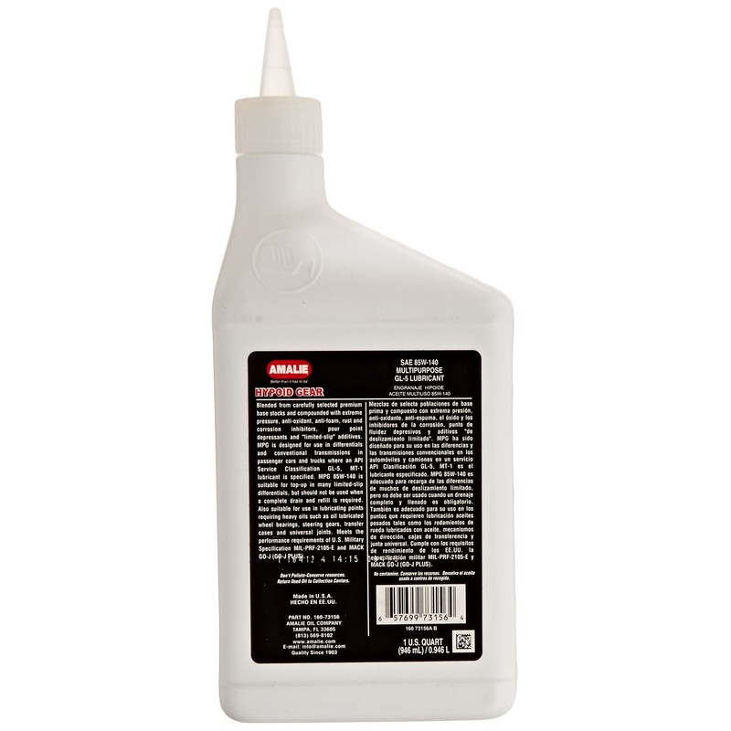 Amalie (73156-56) API GL-5 Certified 85W-140 Hypoid Multi-Performance Gear Oil