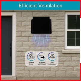 Dryer Cover for Outdoor Dryer with Mesh 6 x 6 Inch Metal Wall Rain Cover with Bird Protection, Black Exhaust Hood with Grille, Weatherproof Duct Vent Grille