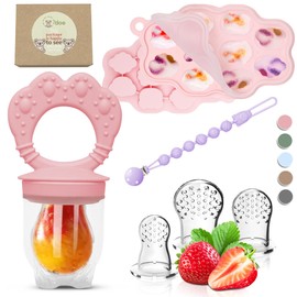 O’doe Silicone Baby Popsicle Molds & Baby Fruit Feeder with 1 Clip, 1 Pack Freezer Tray with Lid, 1 Breastmilk Popsicle Molds for Teething Relief, BPA Free, Includes 3 Extra Teething Pacifiers & Toys