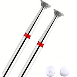 Acycoin2A 2PCS 4mm Inverted Cone Diamond Drill Bit - Nail Polishing Head Flying Disc Shape for Cuticle Dead Skin Glue Overflow Remover Pro Safe Nail Tool for Manicure