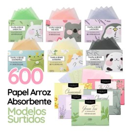Papel absorbente de grasa facial 600 pzs | elimina brillo uso de día