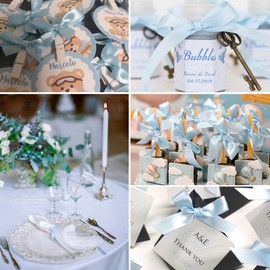 Light Blue Satin Ribbon 1-1/2 Inch x 25 Yards, Solid Color Fabric Ribbon for Gift Wrapping, DIY Crafts, Hair Bows Making, Wreaths, Christmas Ornaments, Wedding Party Decoration and Sewing Projects