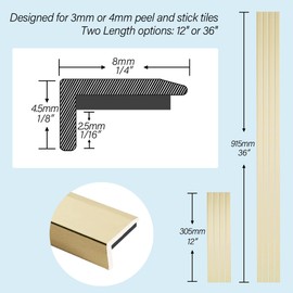 SUNWINGS 10-Pack 12 Inch Peel and Stick Aluminum Tile Trim, Decorative Kitchen Backsplash Trim Edge, Self Adhesive Tile Liner Shiny Gold Medium