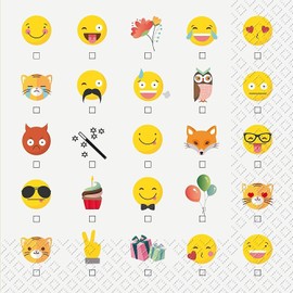 Flix Emoji design 3 ply printed paper napkin by Stewo / 20 Pack - 33x33cm
